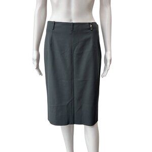 Gucci VINTAGE Charcoal Gray Knee Length Midi Wool Skirt size It 40/4